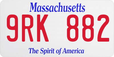 MA license plate 9RK882