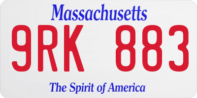 MA license plate 9RK883