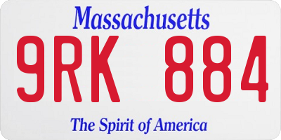 MA license plate 9RK884