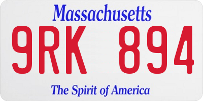MA license plate 9RK894