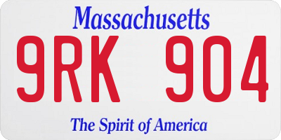 MA license plate 9RK904