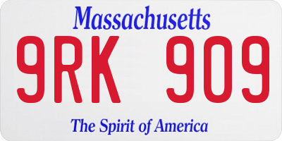 MA license plate 9RK909