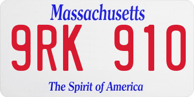 MA license plate 9RK910