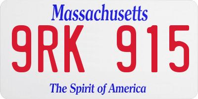 MA license plate 9RK915