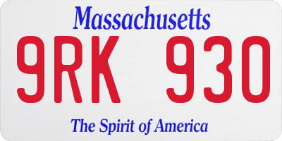 MA license plate 9RK930