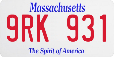 MA license plate 9RK931