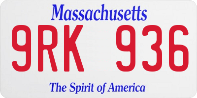 MA license plate 9RK936