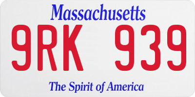 MA license plate 9RK939