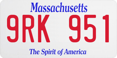 MA license plate 9RK951