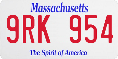 MA license plate 9RK954