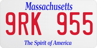 MA license plate 9RK955