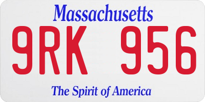 MA license plate 9RK956