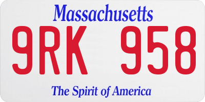 MA license plate 9RK958