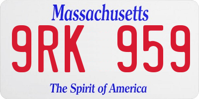 MA license plate 9RK959