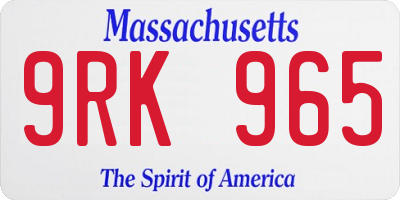 MA license plate 9RK965