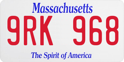 MA license plate 9RK968