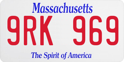 MA license plate 9RK969