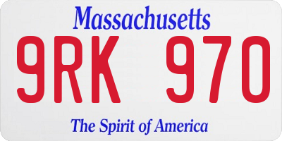 MA license plate 9RK970