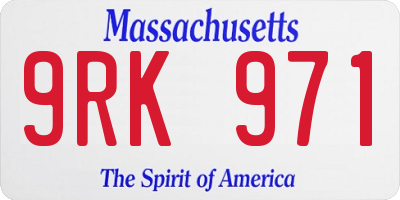 MA license plate 9RK971