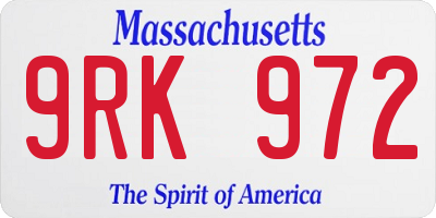 MA license plate 9RK972