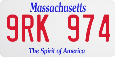 MA license plate 9RK974