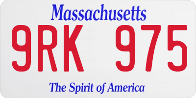 MA license plate 9RK975