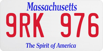 MA license plate 9RK976