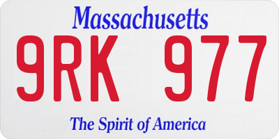 MA license plate 9RK977