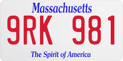 MA license plate 9RK981