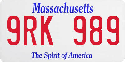 MA license plate 9RK989