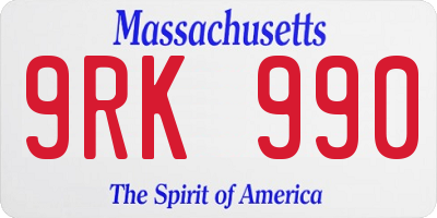 MA license plate 9RK990