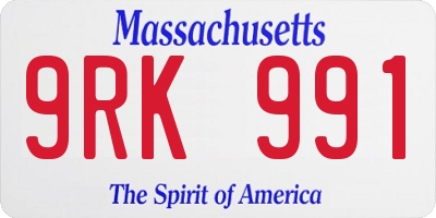 MA license plate 9RK991