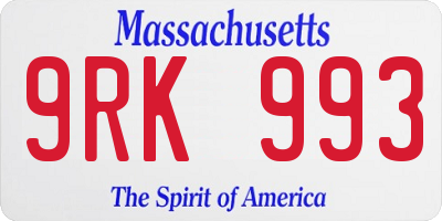 MA license plate 9RK993