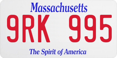 MA license plate 9RK995