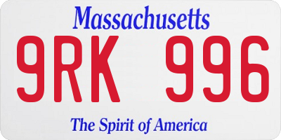 MA license plate 9RK996