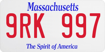 MA license plate 9RK997