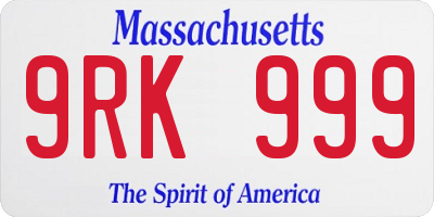 MA license plate 9RK999