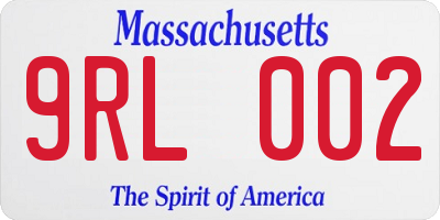 MA license plate 9RL002