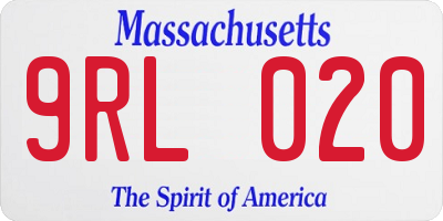 MA license plate 9RL020