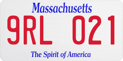 MA license plate 9RL021