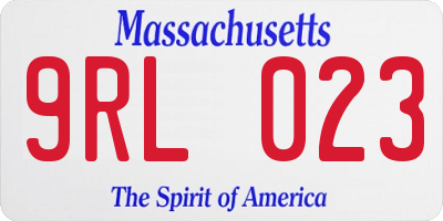 MA license plate 9RL023