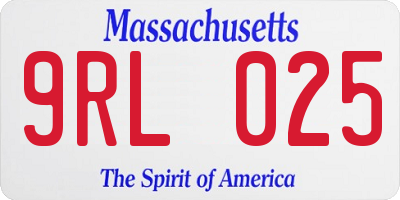 MA license plate 9RL025