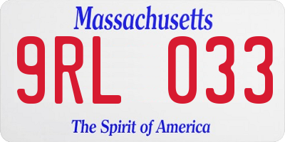 MA license plate 9RL033
