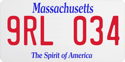 MA license plate 9RL034