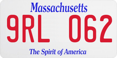 MA license plate 9RL062