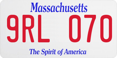 MA license plate 9RL070
