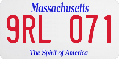 MA license plate 9RL071