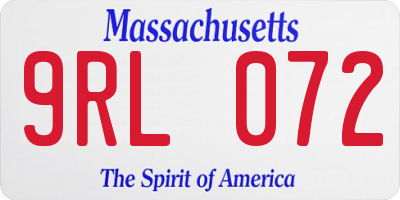 MA license plate 9RL072