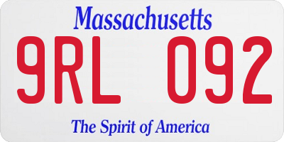 MA license plate 9RL092