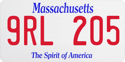 MA license plate 9RL205